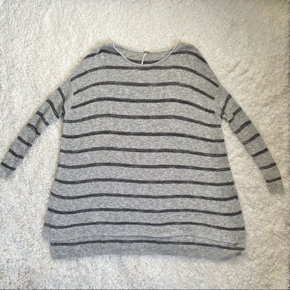 Free People High/Low Tunic Striped Grey - Picture 7 of 9
